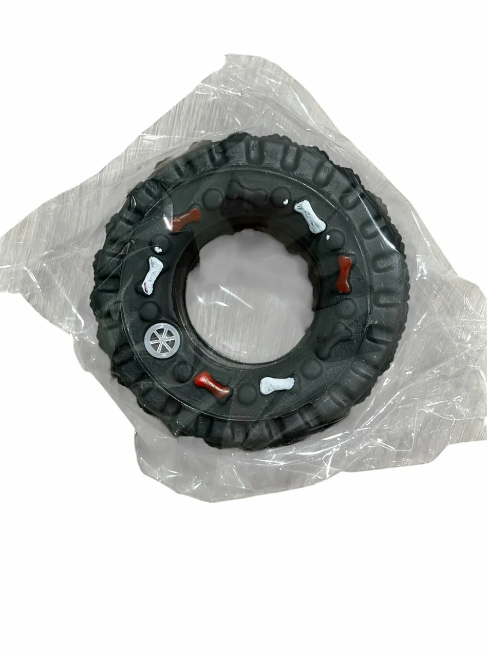 Dog Tire Chew Toy with Squeaker – Rubber Interactive Toy – New